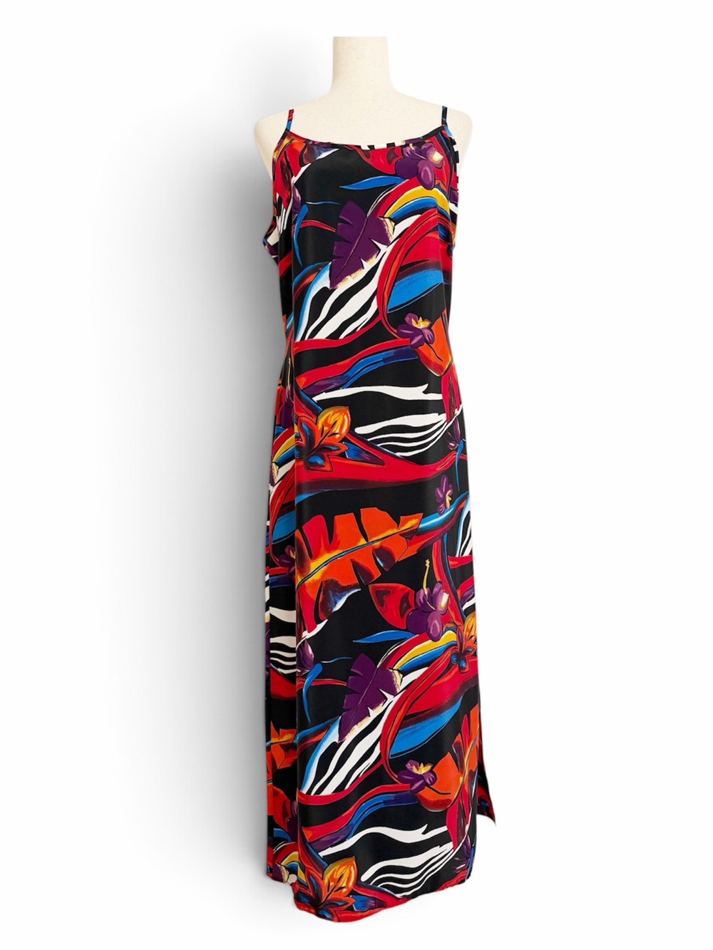 Vintage 90s Kelly Stevens Tropical Floral Maxi Dress